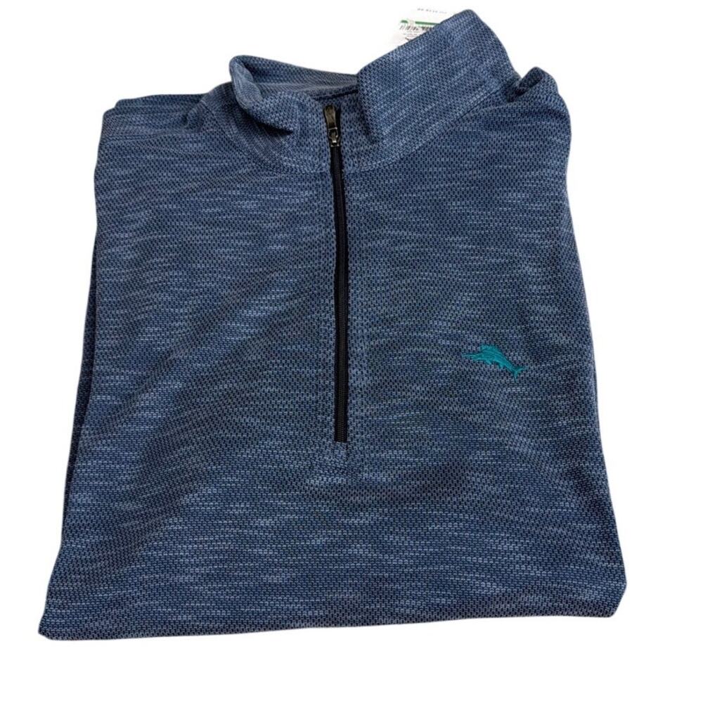 Tommy Bahama 227481 Carmel Bay Half Zip Pullover Denim Blue SIze Large New